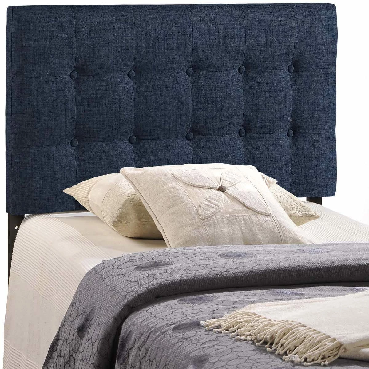Emily Twin Upholstered Fabric Headboard Navy 6 Emily Twin Upholstered Fabric Headboard Navy - Image 4