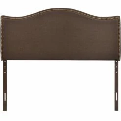 Curl Queen Nailhead Upholstered Headboard Dark Brown -WALKER EDISON Shop MOD 5206 DBR 2