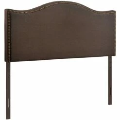 Curl Queen Nailhead Upholstered Headboard Dark Brown -WALKER EDISON Shop MOD 5206 DBR 3