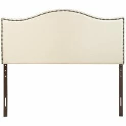 Curl Queen Nailhead Upholstered Headboard Ivory -WALKER EDISON Shop MOD 5206 IVO 2
