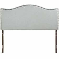 Curl King Nailhead Upholstered Headboard Sky Gray -WALKER EDISON Shop MOD 5207 GRY 2
