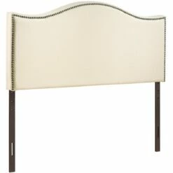 Curl King Nailhead Upholstered Headboard Ivory -WALKER EDISON Shop MOD 5207 IVO 3
