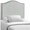Curl Twin Nailhead Upholstered Headboard Sky Gray