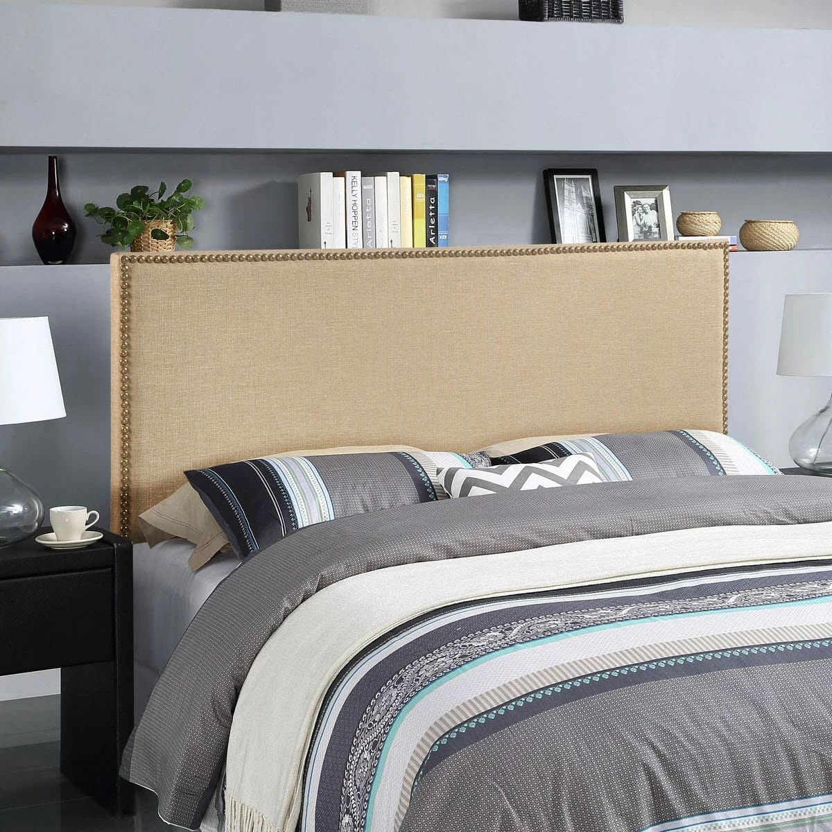 Region Queen Nailhead Upholstered Headboard Cafe 6 Region Queen Nailhead Upholstered Headboard Cafe - Image 4