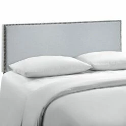 Region Queen Nailhead Upholstered Headboard Sky Gray