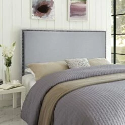 Region Queen Nailhead Upholstered Headboard Sky Gray 9 Region Queen Nailhead Upholstered Headboard Sky Gray -WALKER EDISON Shop MOD 5215 GRY 4