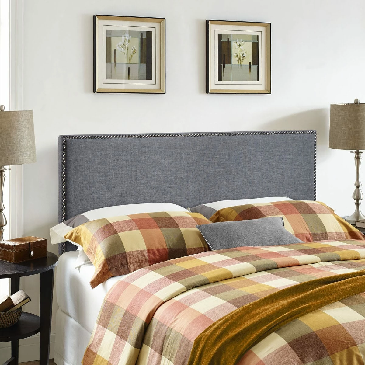 Region Queen Nailhead Upholstered Headboard Smoke 7 Region Queen Nailhead Upholstered Headboard Smoke - Image 5