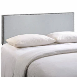 Region King Nailhead Upholstered Headboard Sky Gray