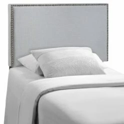 Region Twin Nailhead Upholstered Headboard Sky Gray