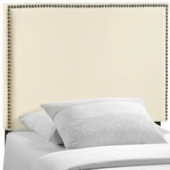 Region Twin Nailhead Upholstered Headboard Ivory