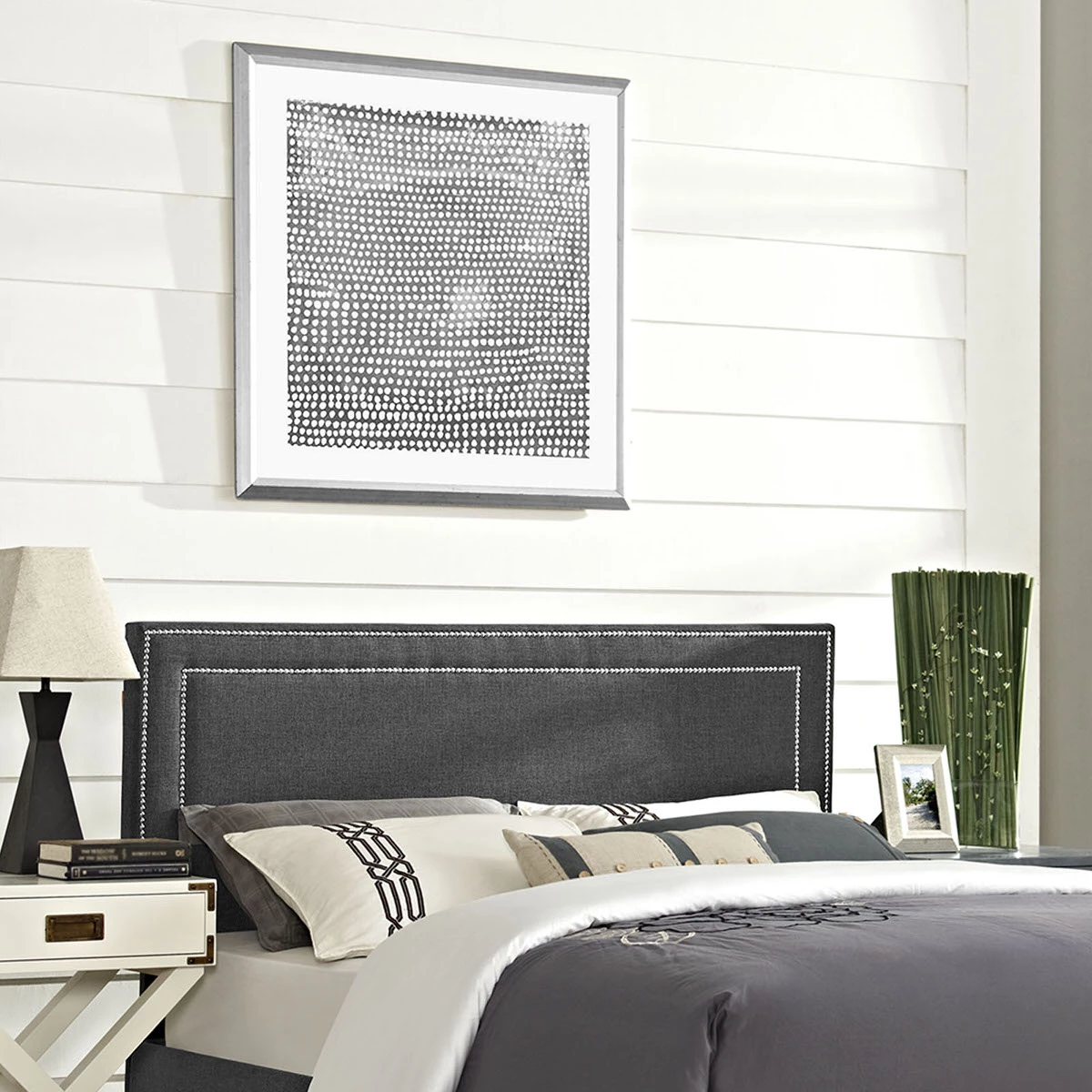 Jessamine Queen Upholstered Fabric Headboard Gray 6 Jessamine Queen Upholstered Fabric Headboard Gray - Image 4