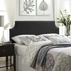 Laura Full Upholstered Vinyl Headboard Black 8 Laura Full Upholstered Vinyl Headboard Black -WALKER EDISON Shop MOD 5391 BLK 3