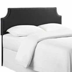 Laura Queen Upholstered Vinyl Headboard Black -WALKER EDISON Shop MOD 5393 BLK 3