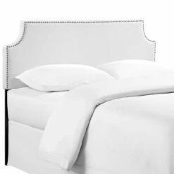 Laura Queen Upholstered Vinyl Headboard White -WALKER EDISON Shop MOD 5393 WHI 3