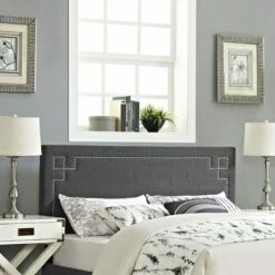 Josie Queen Upholstered Fabric Headboard Gray -WALKER EDISON Shop MOD 5402 GRY 4