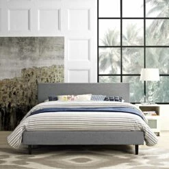 Anya Full Fabric Bed Light Gray -WALKER EDISON Shop MOD 5418 LGR 5