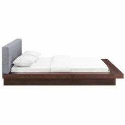 Freja Queen Fabric Platform Bed Walnut Gray -WALKER EDISON Shop MOD 5721 WAL GRY SET 3