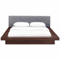Freja Queen Fabric Platform Bed Walnut Gray -WALKER EDISON Shop MOD 5721 WAL GRY SET 4