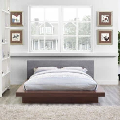 Freja Queen Fabric Platform Bed Walnut Gray -WALKER EDISON Shop MOD 5721 WAL GRY SET 5