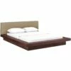Freja Queen Fabric Platform Bed Walnut Latte -WALKER EDISON Shop MOD 5721 WAL LAT SET 1