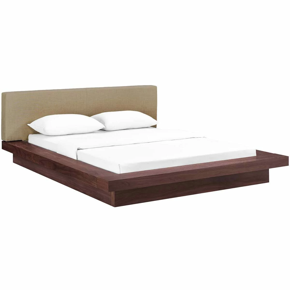 Freja Queen Fabric Platform Bed Walnut Latte 3 Freja Queen Fabric Platform Bed Walnut Latte