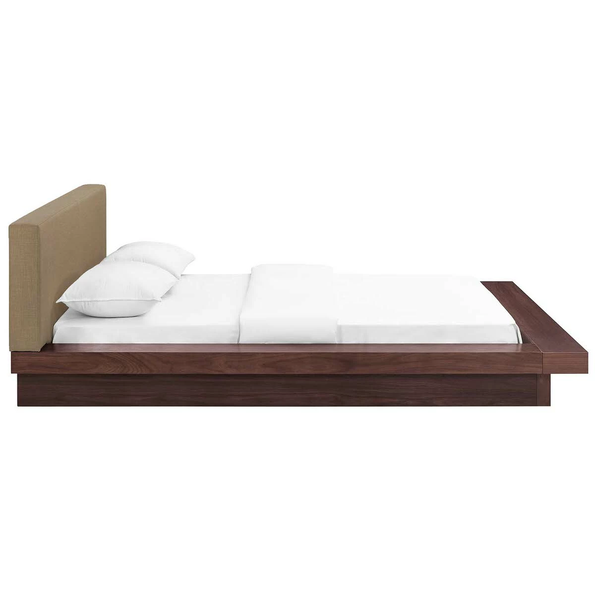 Freja Queen Fabric Platform Bed Walnut Latte 5 Freja Queen Fabric Platform Bed Walnut Latte - Image 3