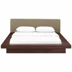 Freja Queen Fabric Platform Bed Walnut Latte 10 Freja Queen Fabric Platform Bed Walnut Latte -WALKER EDISON Shop MOD 5721 WAL LAT SET 4