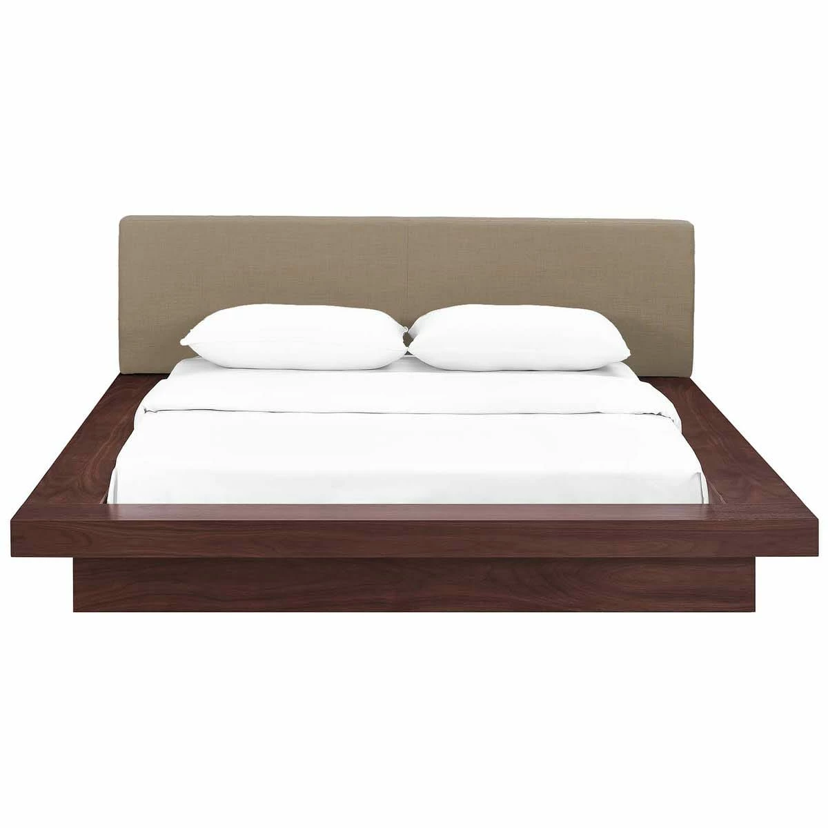 Freja Queen Fabric Platform Bed Walnut Latte 6 Freja Queen Fabric Platform Bed Walnut Latte - Image 4