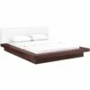 Freja Queen Vinyl Platform Bed Walnut White -WALKER EDISON Shop MOD 5722 WAL WHI SET 1