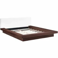 Freja Queen Vinyl Platform Bed Walnut White 8 Freja Queen Vinyl Platform Bed Walnut White -WALKER EDISON Shop MOD 5722 WAL WHI SET 2