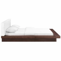 Freja Queen Vinyl Platform Bed Walnut White 9 Freja Queen Vinyl Platform Bed Walnut White -WALKER EDISON Shop MOD 5722 WAL WHI SET 3