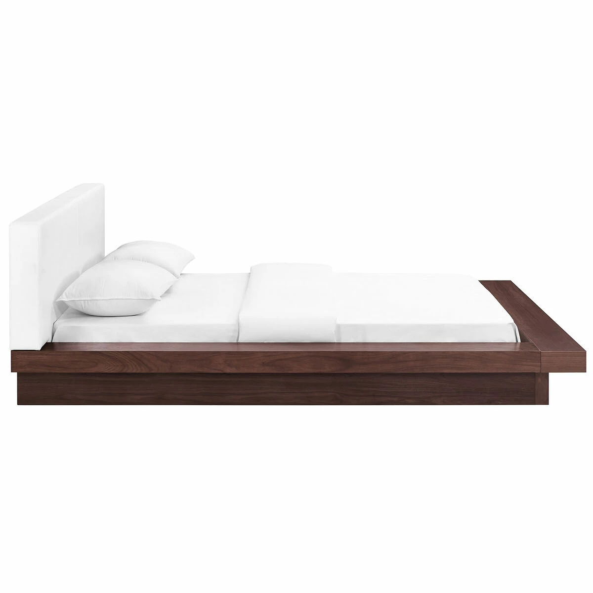 Freja Queen Vinyl Platform Bed Walnut White 5 Freja Queen Vinyl Platform Bed Walnut White - Image 3