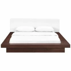 Freja Queen Vinyl Platform Bed Walnut White 10 Freja Queen Vinyl Platform Bed Walnut White -WALKER EDISON Shop MOD 5722 WAL WHI SET 4