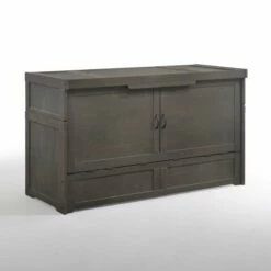 Cube Queen Murphy Cabinet Bed -WALKER EDISON Shop Murphy Cube Cabinet Bed Stonewash 1 1