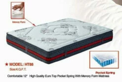 HT-88 12 Inch Euro Top Pocket Spring Memory Foam Mattress -WALKER EDISON Shop PA HT 88 KPT 1