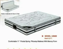 US-629 11 Inch Memory Foam Euro Top Pocket Spring Mattress