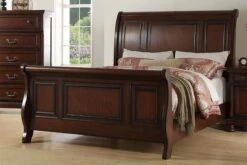 F9289 Antique Cherry Finish Pine Sleigh Bed
