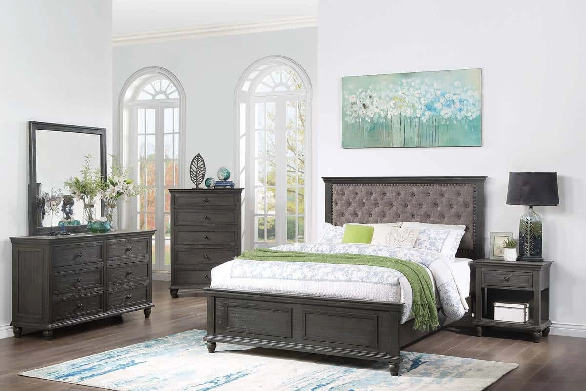 F9564 Grey Fabric & Wood Bed 3 F9564 Grey Fabric & Wood Bed
