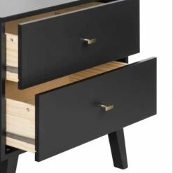 Milo Mid-Century 2-Drawer Black Tall Nightstand W/Open Shelf -WALKER EDISON Shop PRPC BDNR 1401 1 3