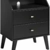 Milo 2 Drawer Black Nightstand W/Angled Top -WALKER EDISON Shop PRPC BDNR 1403 1