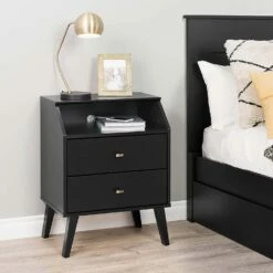 Milo 2 Drawer Black Nightstand W/Angled Top -WALKER EDISON Shop PRPC BDNR 1403 1 5
