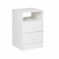 Astrid White 2-Drawer Nightstand W/Acrylic Knobs
