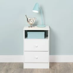Astrid White 2-Drawer Nightstand W/Acrylic Knobs -WALKER EDISON Shop PRPC WDNH 0402 1 V 3