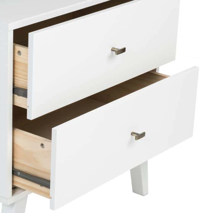 Milo Mid Century Modern 2-Drawer White Nightstand 7 Milo Mid Century Modern 2-Drawer White Nightstand - Image 5