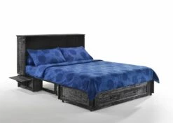 NYC Deal Poppy Blizzard Queen Murphy Cabinet Bed -WALKER EDISON Shop Poppy Murphy Cabinet Bed Blizzard with Drawer Closed Tray Up 2