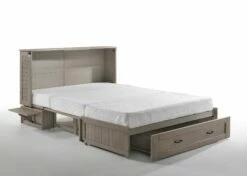 NYC Deal Poppy Brushed Driftwood Queen Murphy Cabinet Bed 10 NYC Deal Poppy Brushed Driftwood Queen Murphy Cabinet Bed -WALKER EDISON Shop Poppy Murphy Cabinet Bed Brushed Driftwood with Drawer Opened Tray Up 3