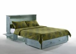 NYC Deal Poppy Skye Queen Murphy Cabinet Bed -WALKER EDISON Shop Poppy Murphy Cabinet Bed Skye with Drawer Closed Tray Up 2