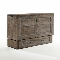 NYC Deal Poppy White Bark Queen Murphy Cabinet Bed