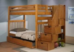 Sacramento Bunk Bed Pecan -WALKER EDISON Shop Sacramento Bunk Bed 3