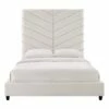 Javan Cream Velvet King Bed -WALKER EDISON Shop TOV B6324